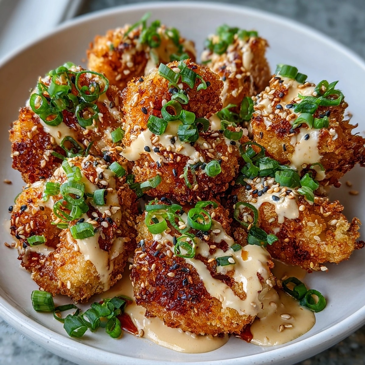 Juicy Air Fryer Bang Bang Shrimp, crispy and glistening, ready for dinner tonight!