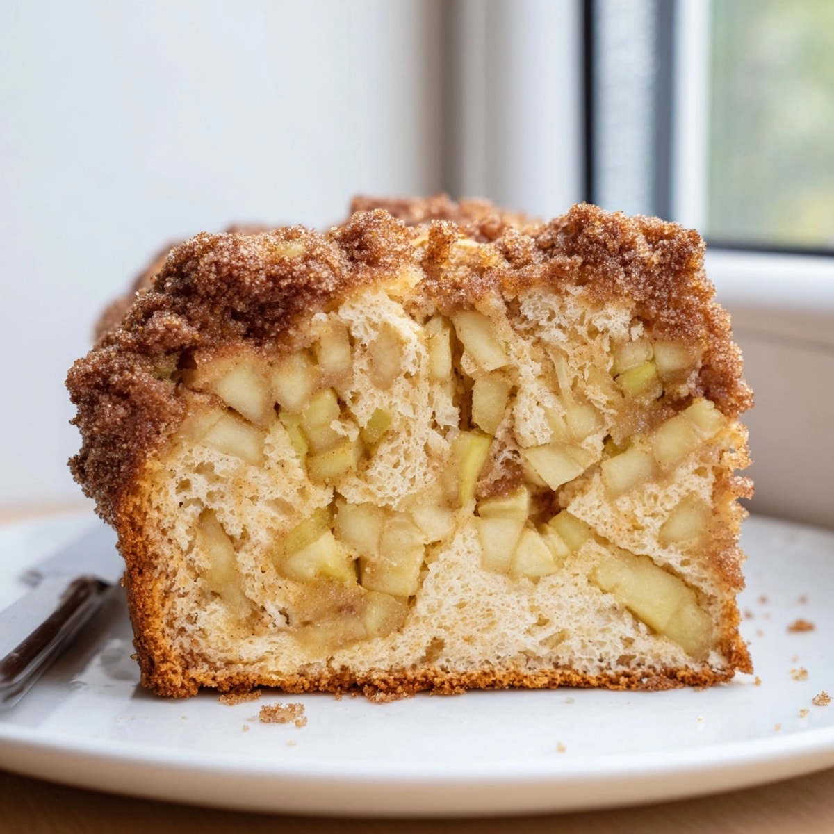 A comforting slice of moist Ricotta Apple Cinnamon Bread, best served slightly warm.