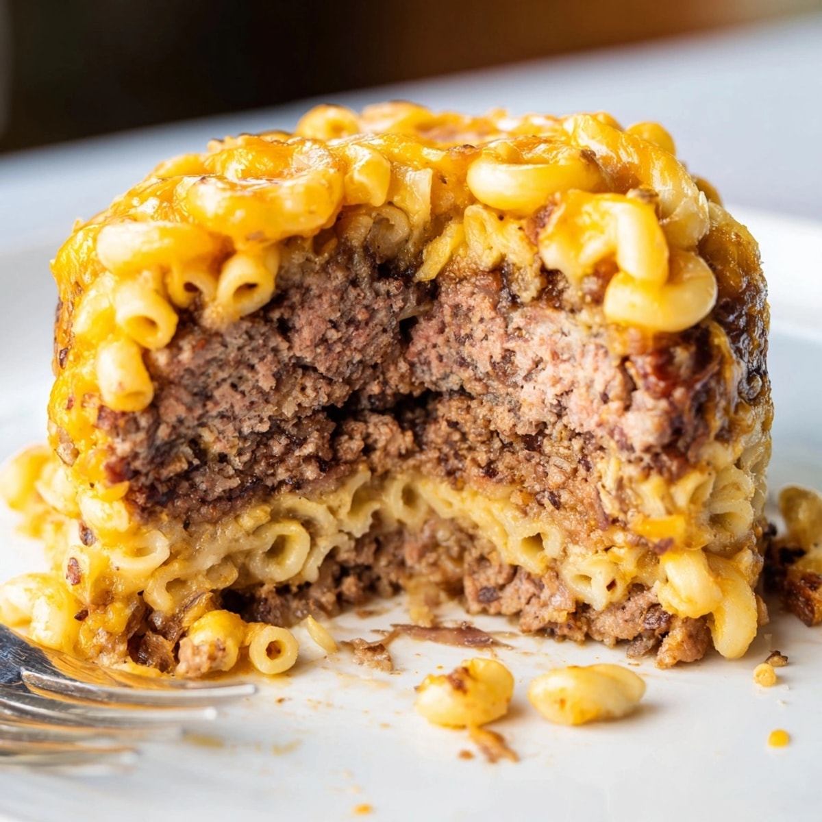 Golden "Mac and Cheese Meatloaf Muffins" oozing cheesy goodness, fresh from the oven.