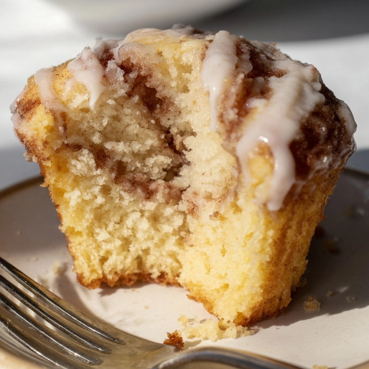 Golden Cinnamon Swirl Ricotta Cupcakes, flecked with spice, await a sweet glaze.