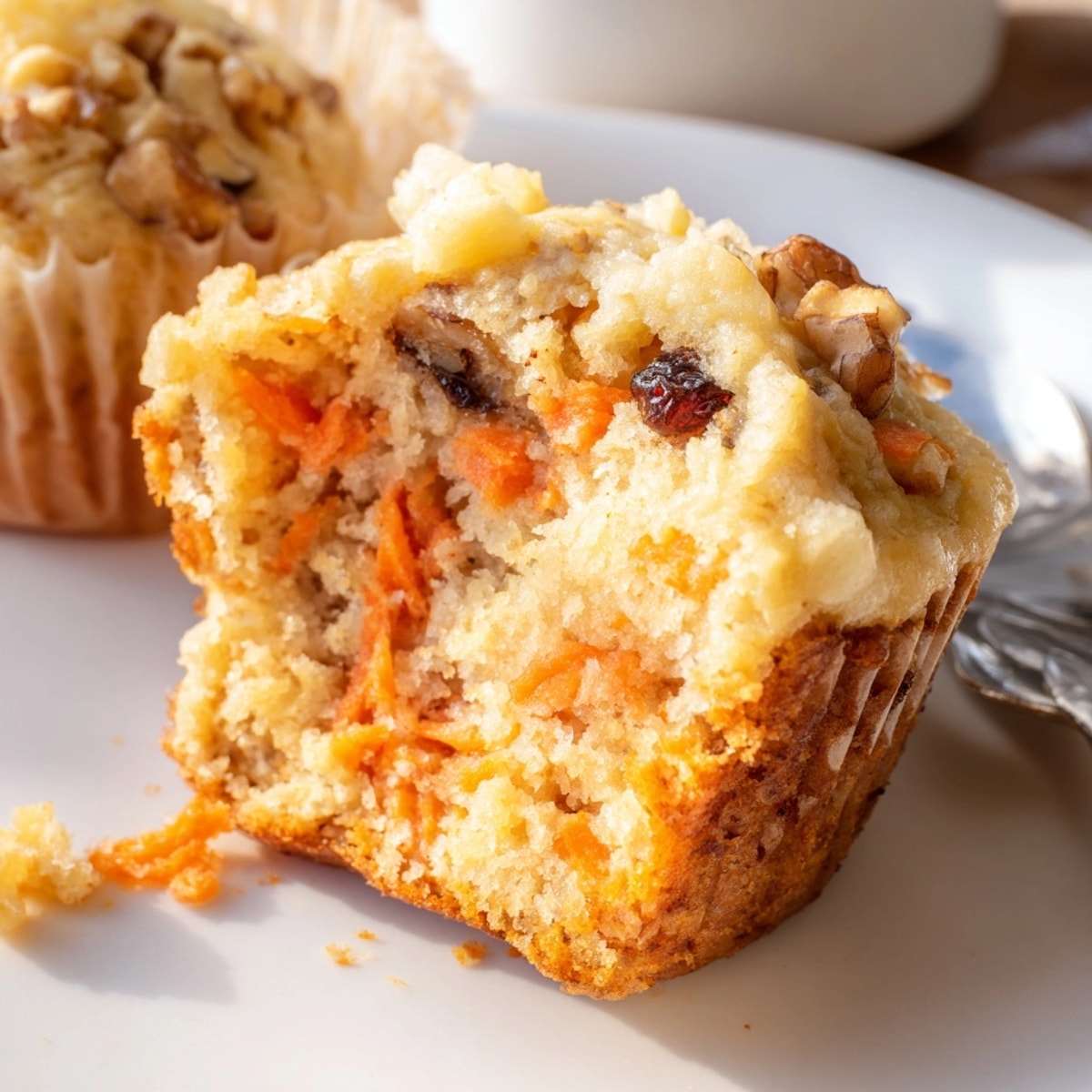 Close-up of golden Protein Carrot Cake Ricotta Muffins cooling on a wire rack.