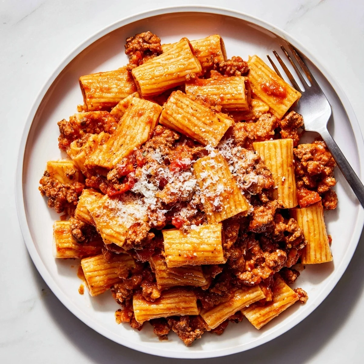 Rich and hearty Homemade Bolognese Sauce simmering in a pot, ready to serve.  