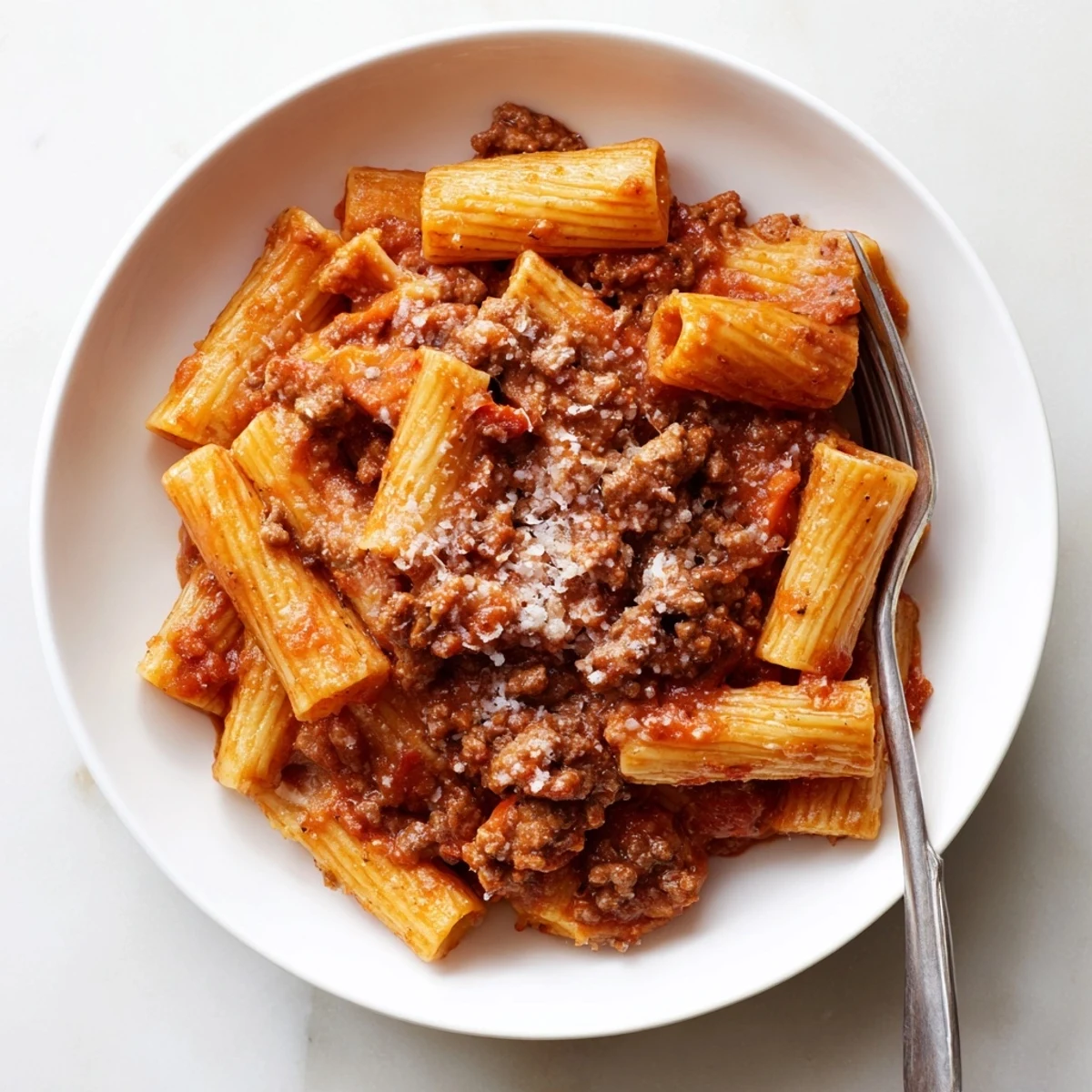 Delicious Homemade Bolognese Sauce with ground meats and Parmesan, perfect for family dinners.