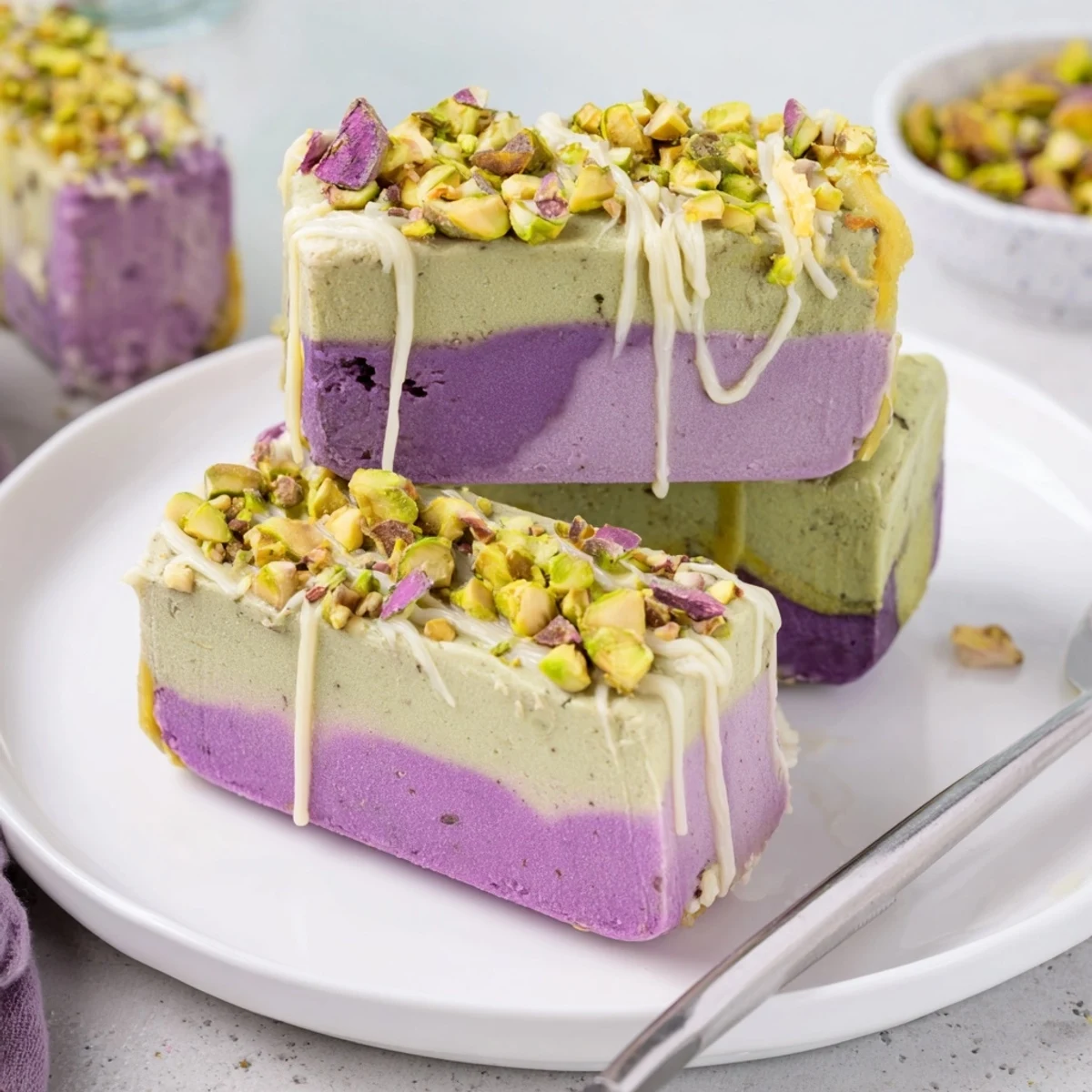 Ube Pistachio Ice Cream Bars