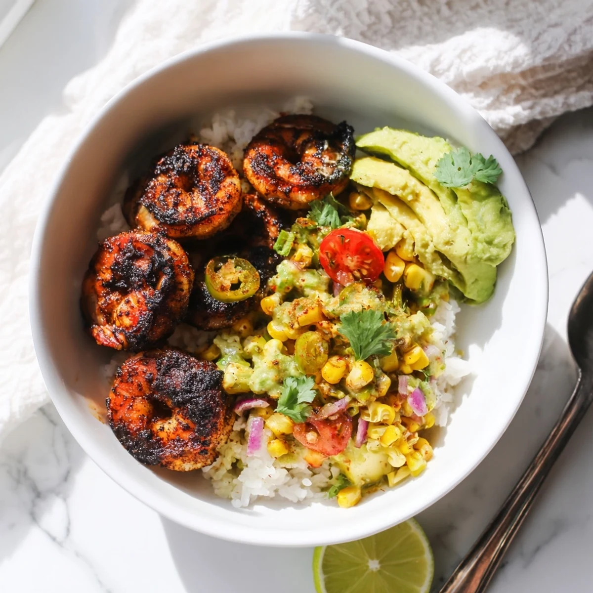 Blackened Shrimp Avocado Corn Bowl