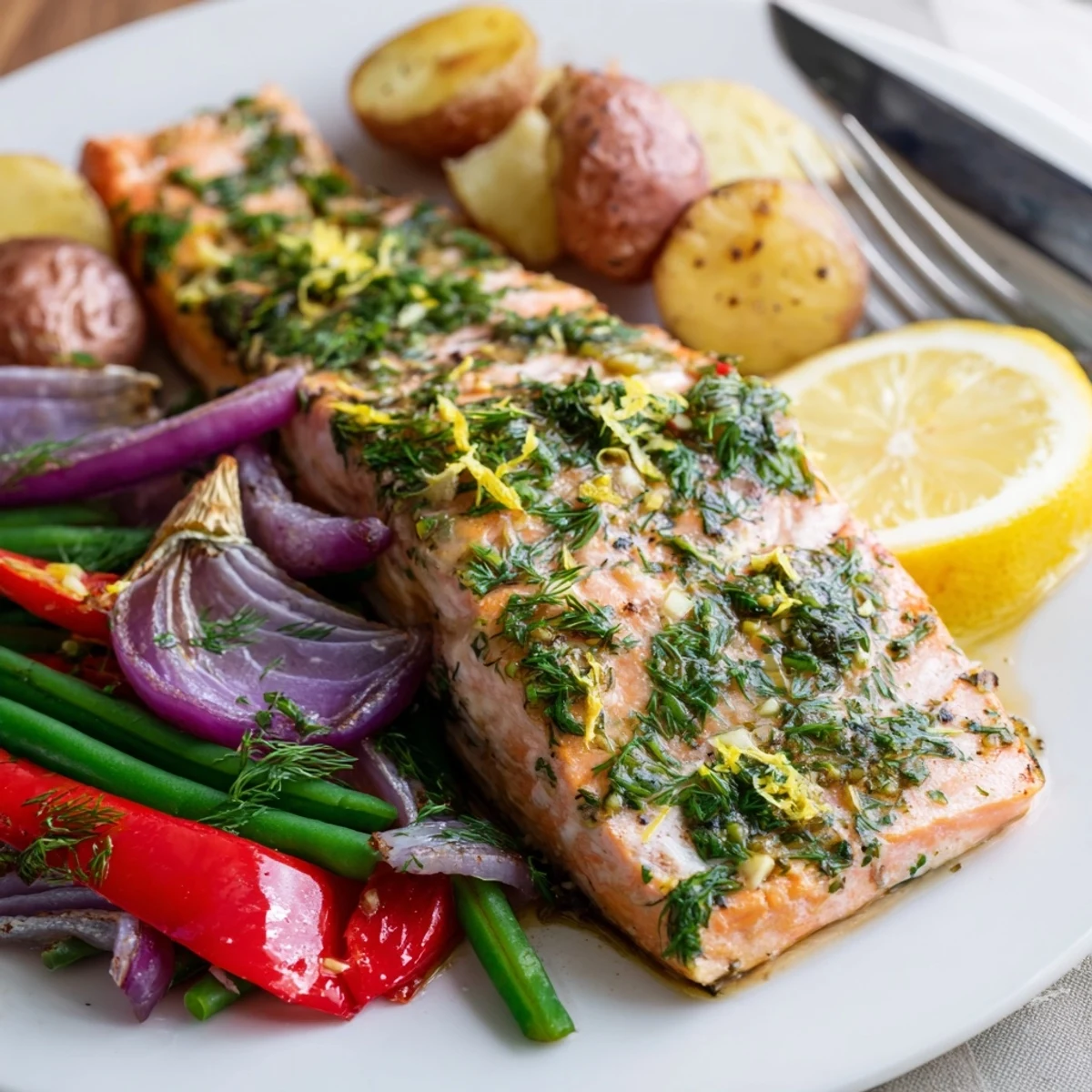 Lemon Herb Salmon Potatoes