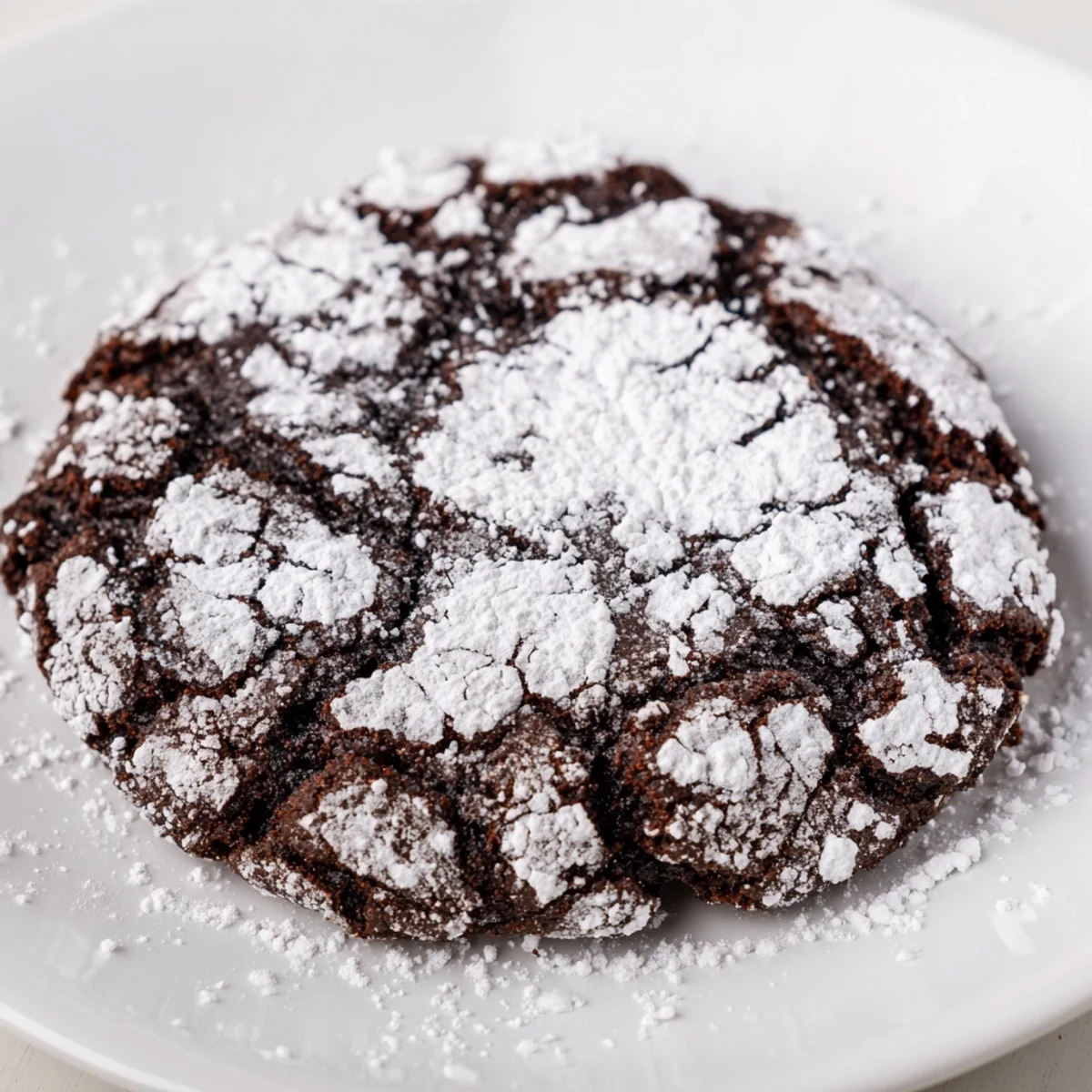 Air-fried chocolate crinkle cookies, coated in powdered sugar, ready to be enjoyed as a sweet treat.