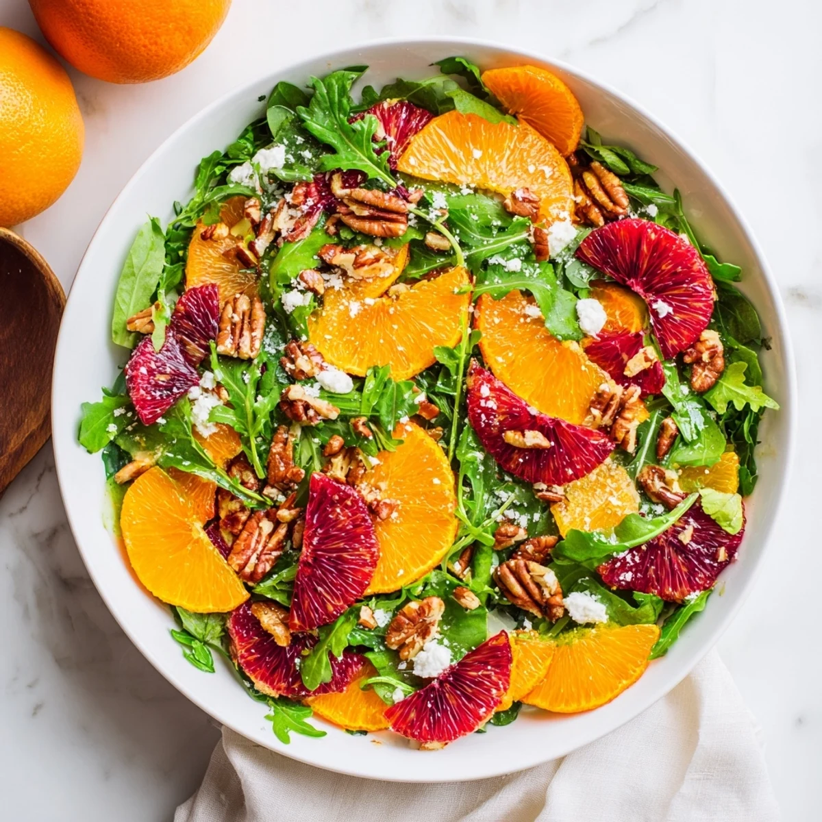 Winter Citrus & Candied Pecan Salad: A colorful mix of citrus slices with crunchy candied pecans.