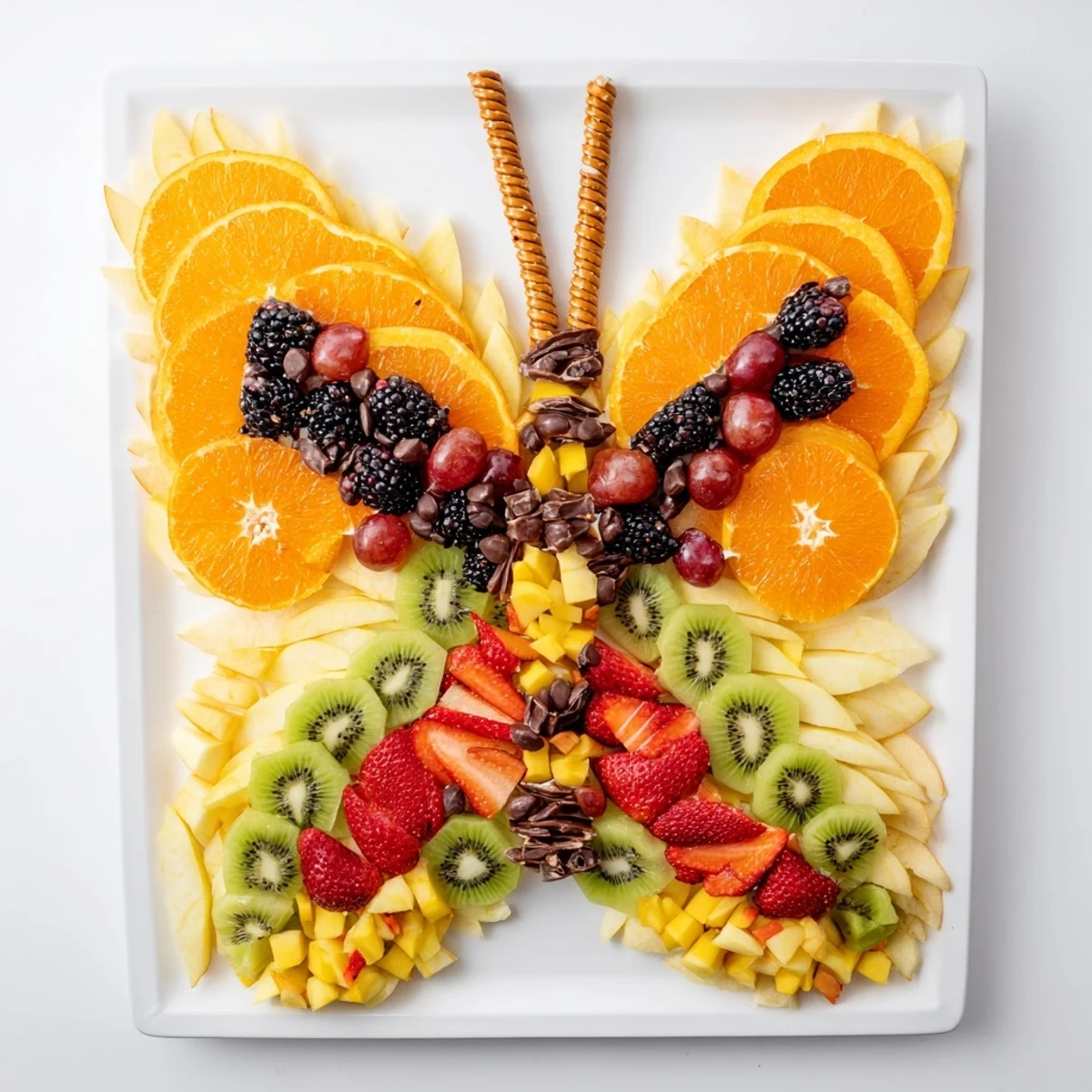 Monarch Magic Fruit Butterfly Tray: Delightful arrangement of fresh oranges, berries, and melon on a tray.
