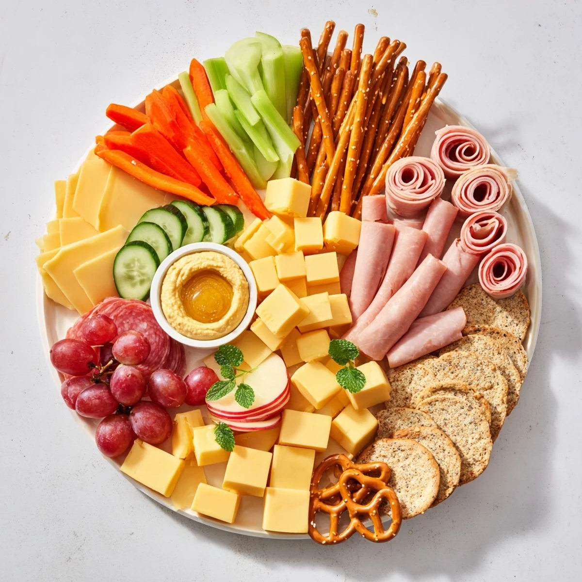 Vibrant Gallop & Graze Horse Charcuterie, complete with pretzel jumps, and tempting honey drizzling.