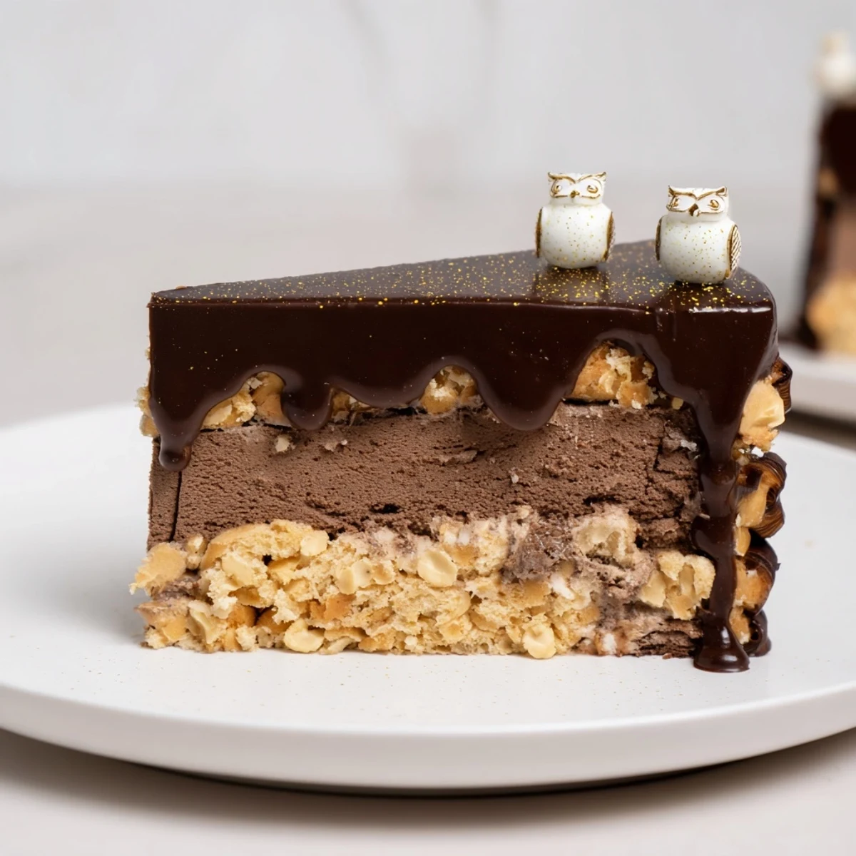 Imagine a rich, multi-layered Plaisirs Sucrés Hibou de la Nuit, perfect for a special celebration.