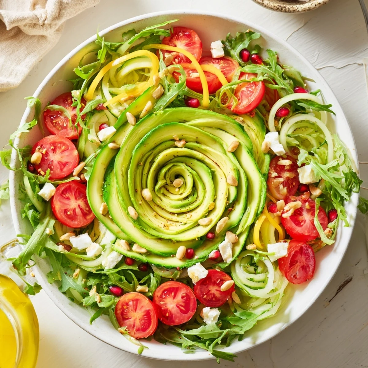 Enjoy a visually appealing Golden Ratio Salad, the perfect vegetarian lunch with feta and toasted pine nuts.