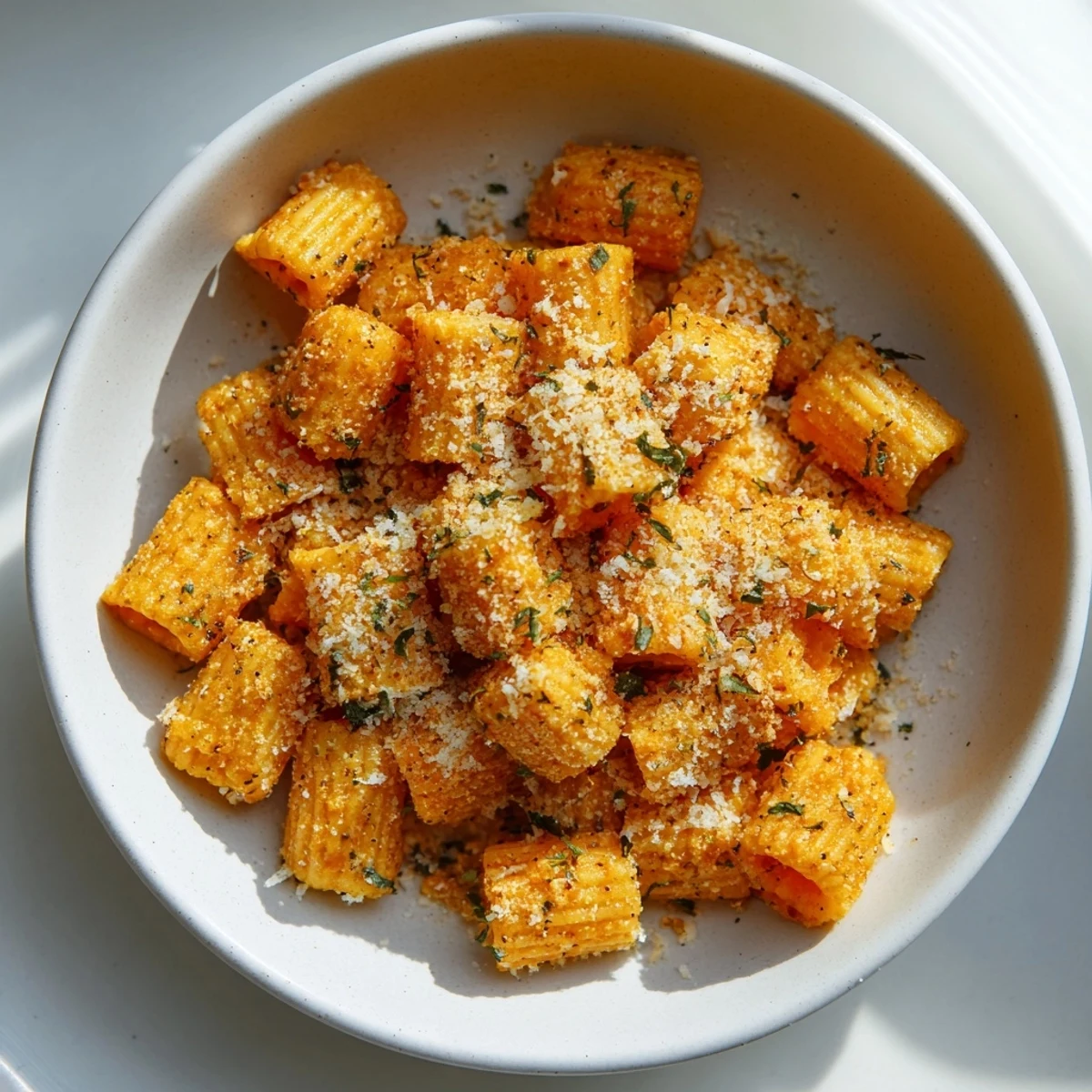Tossed in herbs and spices, these air fryer pasta croutons offer a savory, crunchy texture.