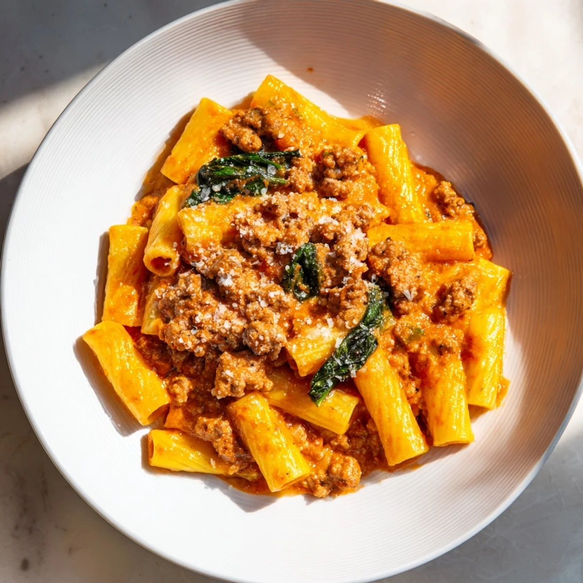 Delicious One-Pot Italian Sausage Tomato Pasta, a comforting, richly flavored Italian meal, perfect for dinner.