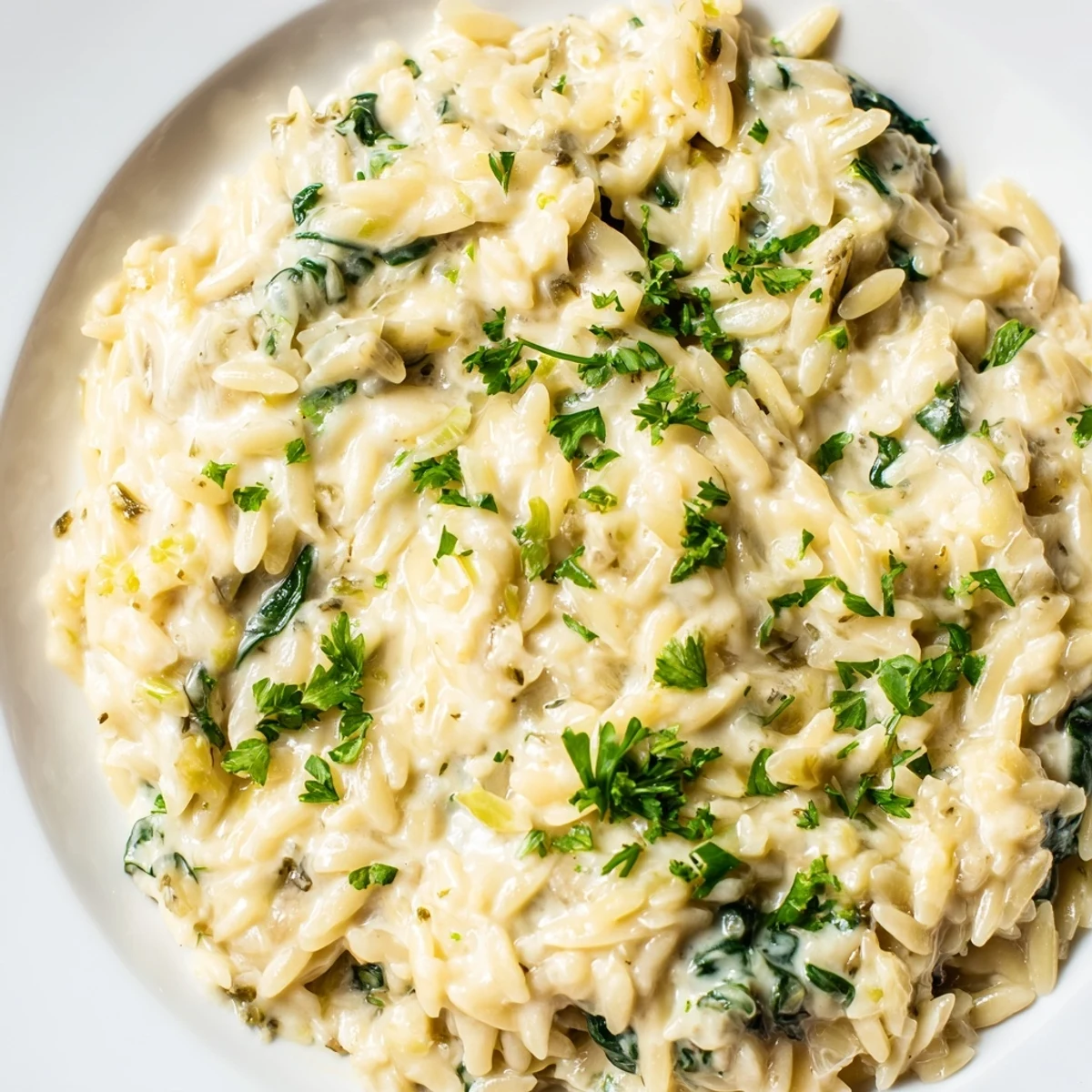Creamy, golden one-pot orzo dinner, with tender pasta, perfect for a cozy weeknight meal.