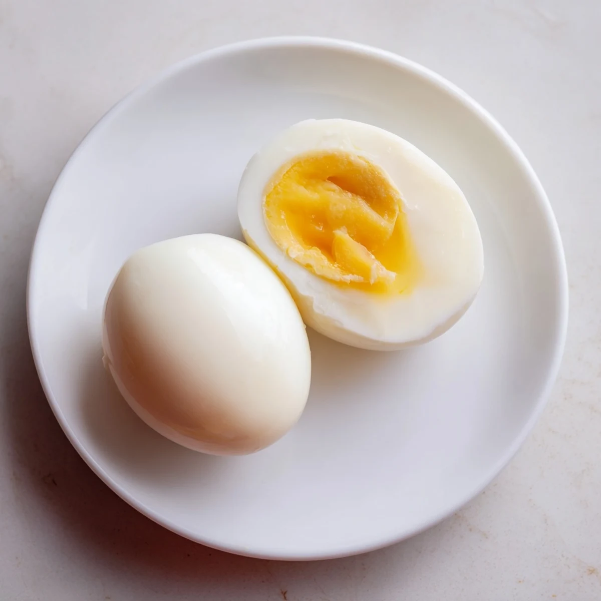 Air Fryer Boiled Eggs ready to peel and enjoy, displaying the perfect golden yolks.