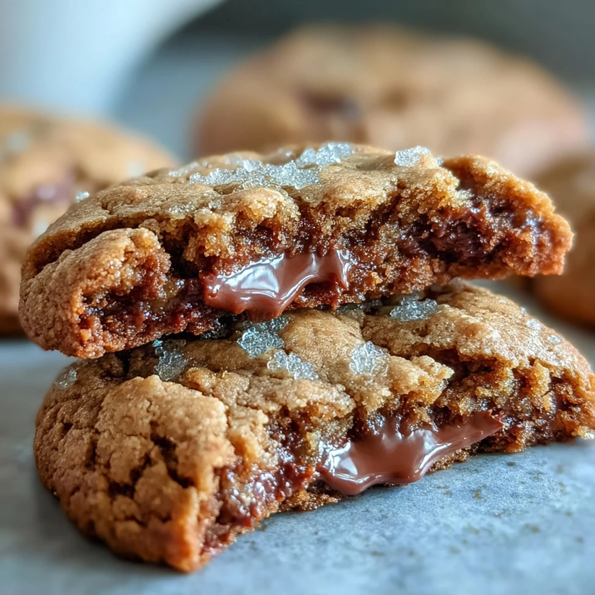 Golden-brown Hojicha and Brown Butter Cookies with chewy centers and crisp edges are stacked on a cooling rack.
