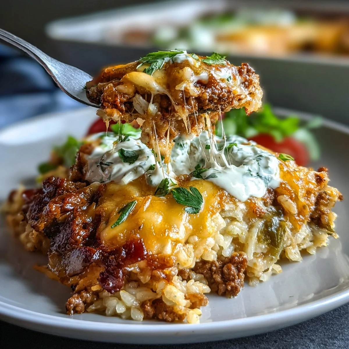 Rich and hearty Keto Taco Casserole baked with savory beef, spicy tomatoes, and a melted cheddar topping for a Tex-Mex dinner.  