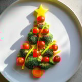 Vibrant Broccoli Tree with Cherry Tomato Ornaments, ready to delight your holiday guests with color.