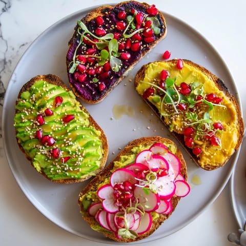 Delicious and eye-catching Bright & Bold Breakfast Toasts perfect for a quick meal.  