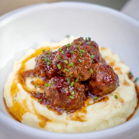 BBQ Meatballs Mashed Potatoes