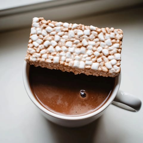 A close-up of a warm mug of hot chocolate with the fluffy Cozy Bear Marshmallow Bar melting on top.