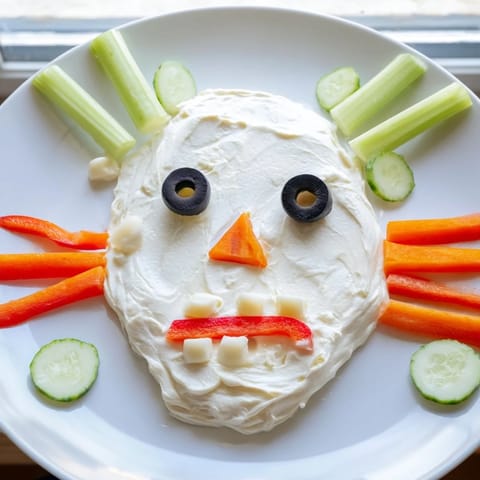 Festive Skull & Bones Spooky Spread appetizer: creamy cream cheese skull with vibrant vegetable details, delicious!