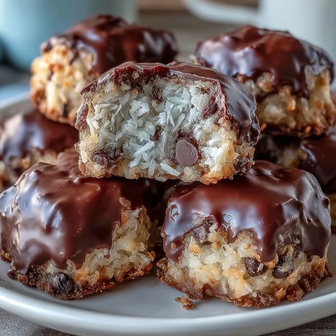 Delicious no-bake Moose Bites featuring chocolate chips, coconut, and graham crackers, perfect for easy dessert snacking.