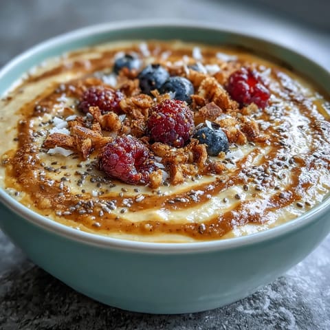 Golden milk overnight oats with turmeric and ginger in a glass jar, garnished with coconut flakes and berries for a vibrant vegan breakfast.