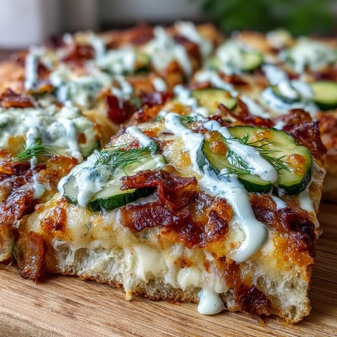 Golden Pickle Pizza Flatbread, generously topped with tangy pickles and melted cheese.