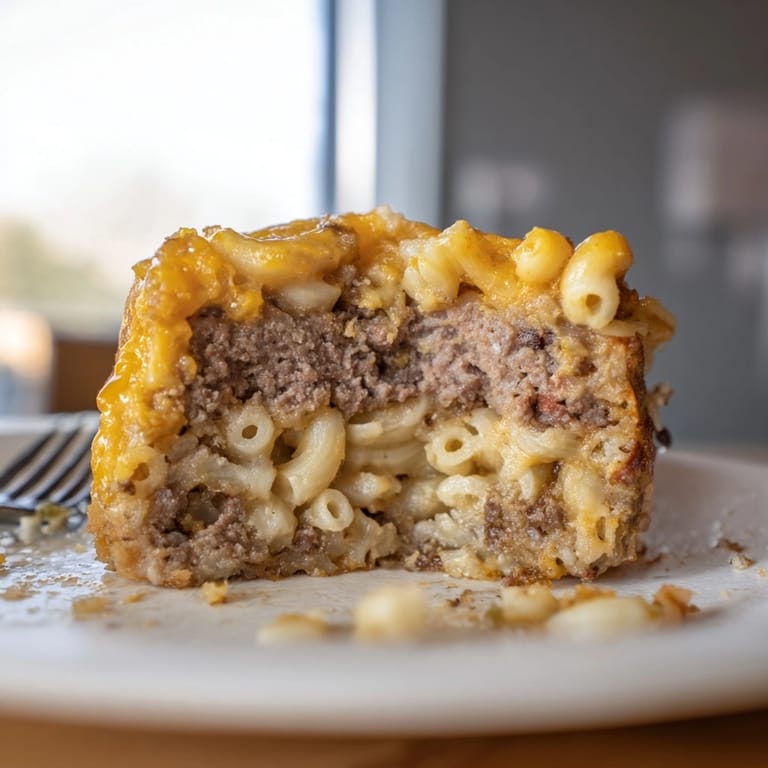 Top-down view of delicious home-baked &quot;Mac and Cheese Meatloaf Muffins&quot; sprinkled with cheddar.