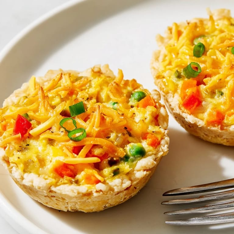 Warm and creamy Japanese Curry Quiche Muffins topped with melted cheese and fresh onions.