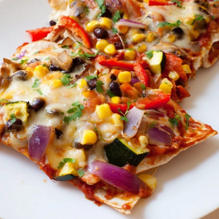 A close-up view of fresh, vibrant Farmers Market Vegetarian Enchiladas, ready to enjoy with toppings.