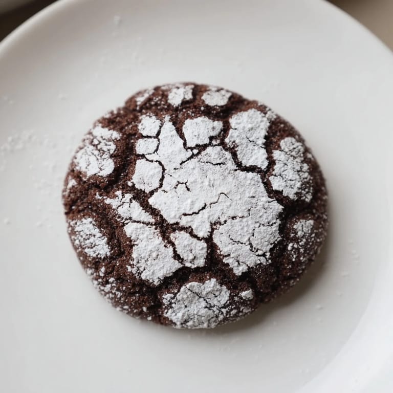 Freshly baked air-fried chocolate crinkle cookies, a classic dessert with a crisp, sugary exterior.
