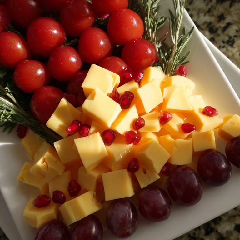 Arrangement of a Christmas Stocking Snack Tray, a visually appealing appetizer, featuring cheeses and crackers.