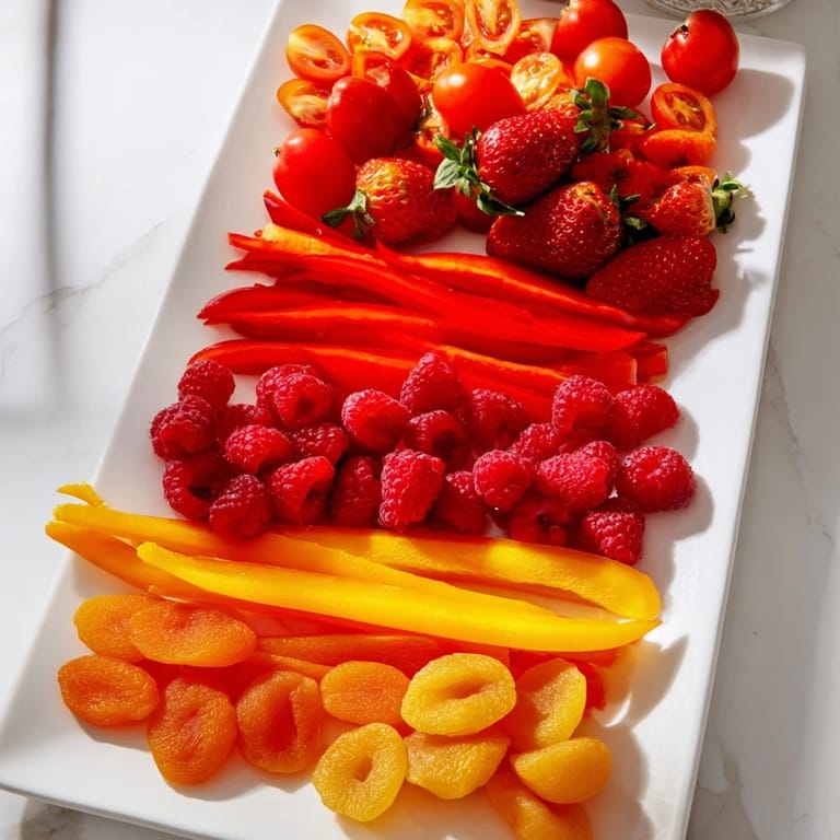Colorful Rainbow Pride Spectrum celebration board: perfect visually, with layered fruit, veggies, and dips.