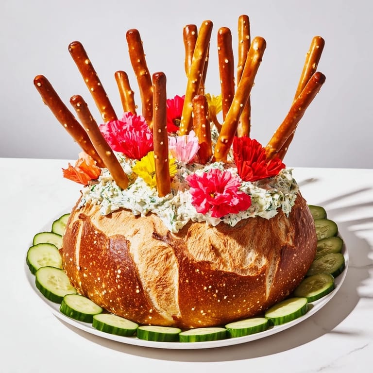 Vibrant photo of a Desert Cactus Bloom, an edible appetizer arrangement perfect for entertaining guests.