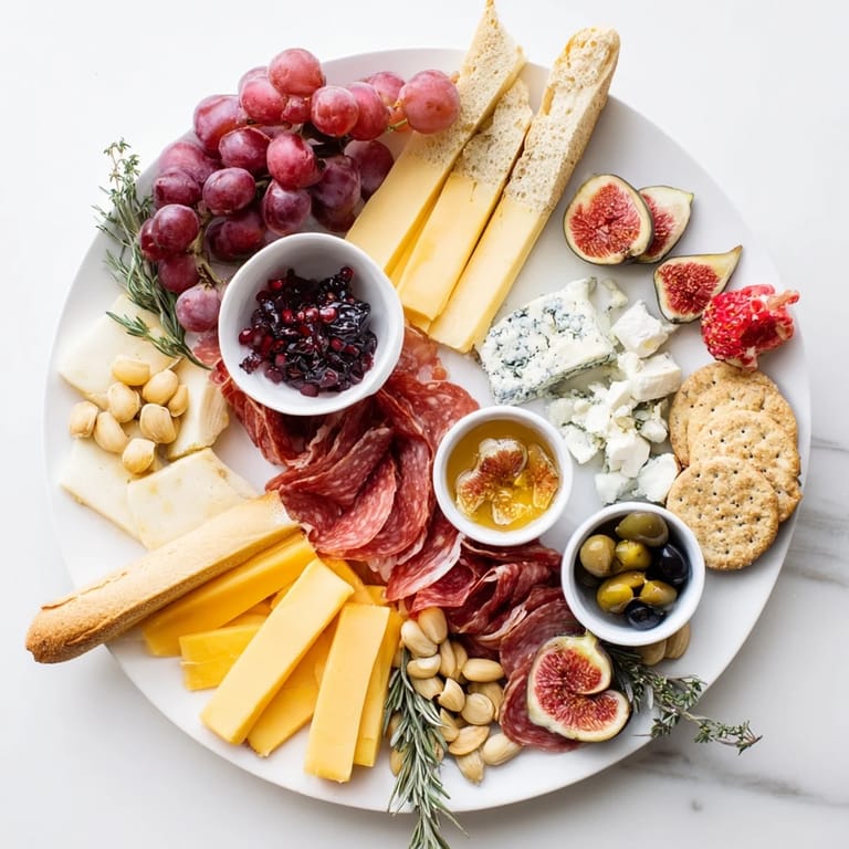 Appetizing arrangement of "The Final Curtain" ingredients, featuring draped prosciutto and ripe figs.