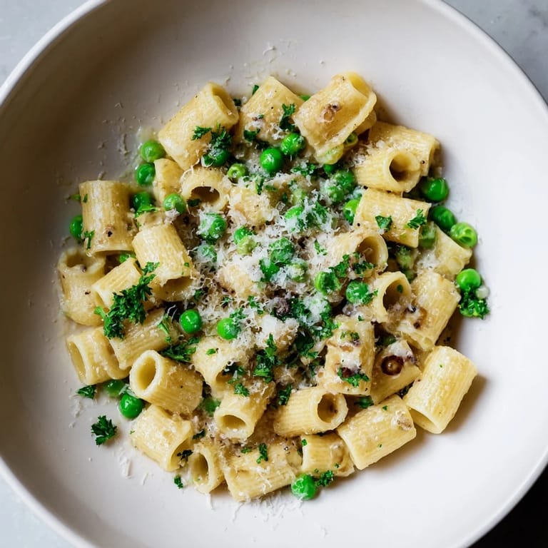A close-up of steaming garlic butter ditalini pasta, smelling aromatic and bursting with flavor.