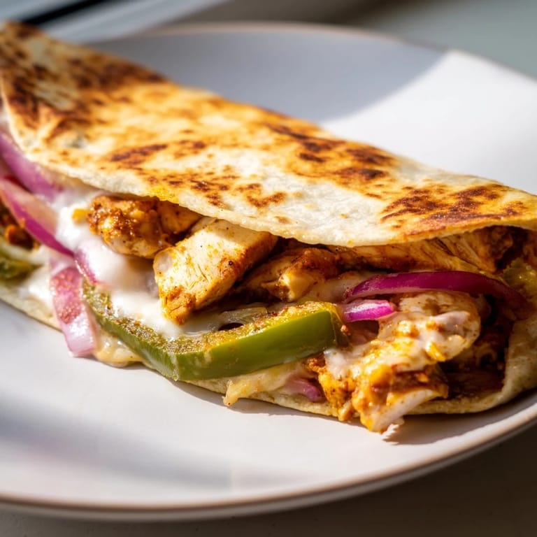 Crispy tortilla wraps perfectly encase a vibrant mixture in this delicious Tandoori Chicken Quesadilla.