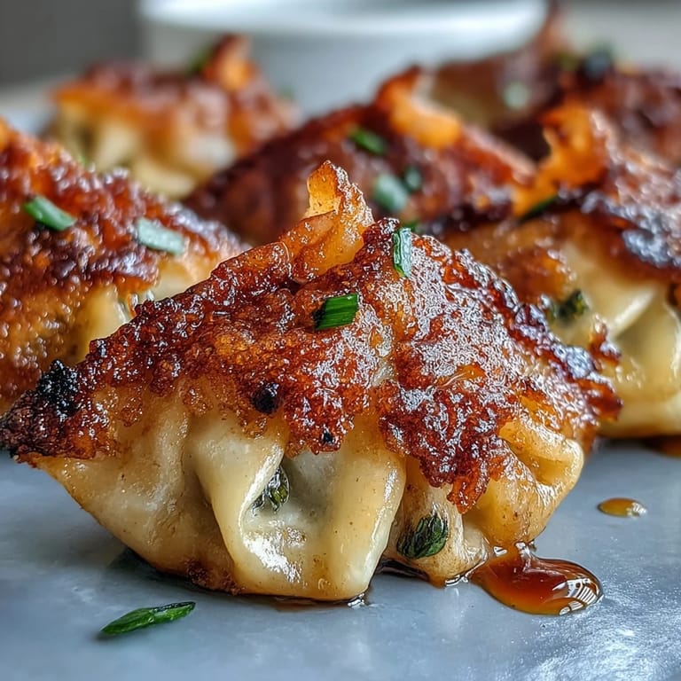 Steamed and pan-fried Smash Dumplings rest on a plate beside a small bowl of spicy dipping sauce.