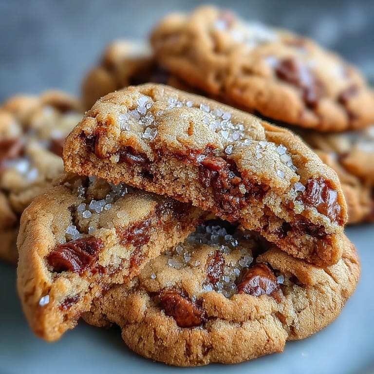 Warm Hojicha and Brown Butter Cookies served with a glass of milk on a marble countertop.