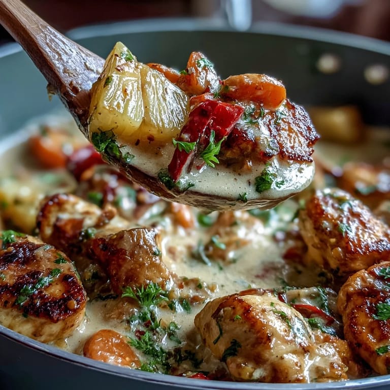 Colorful one-pot chicken pineapple coconut curry featuring juicy chicken, fresh pineapple chunks, and fragrant red curry in a creamy coconut broth.