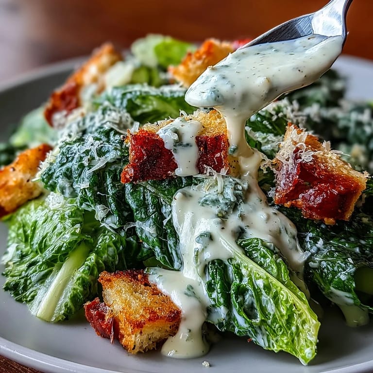 Nutty tahini Caesar salad served with crisp romaine, juicy cherry tomatoes, and savory Parmesan for a deliciously unique flavor.