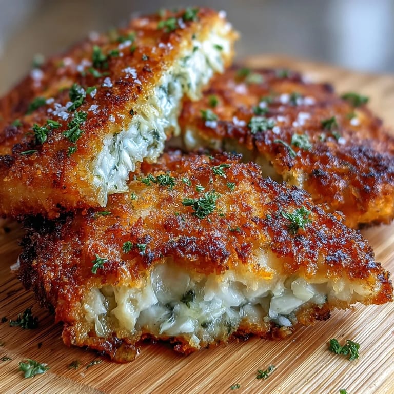 Savory cabbage schnitzel fried to perfection, offering a hearty meat-free main dish with a satisfying crunch.