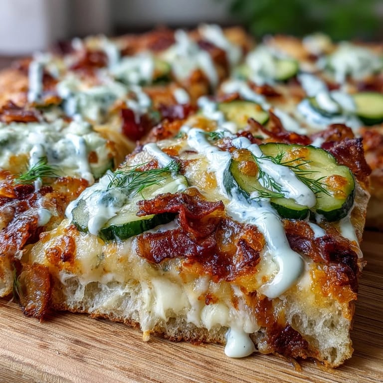 Golden Pickle Pizza Flatbread, generously topped with tangy pickles and melted cheese.